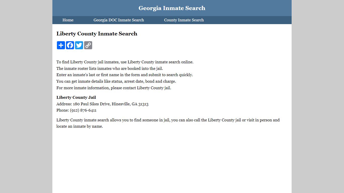 Liberty County Inmate Search